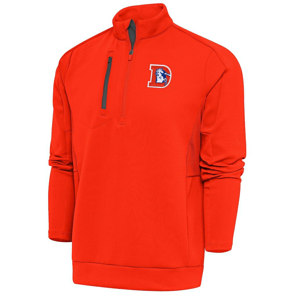 NFL Denver Broncos Antigua Team Logo Throwback Generation Quarter-Zip Pullover Top