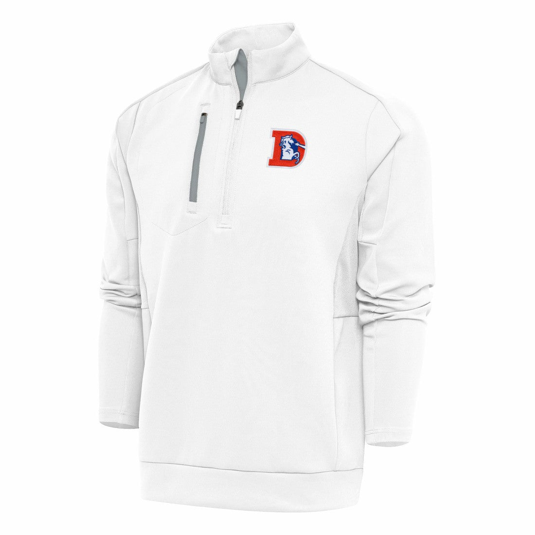 NFL Denver Broncos Antigua Team Logo Throwback Generation Quarter-Zip Pullover Top