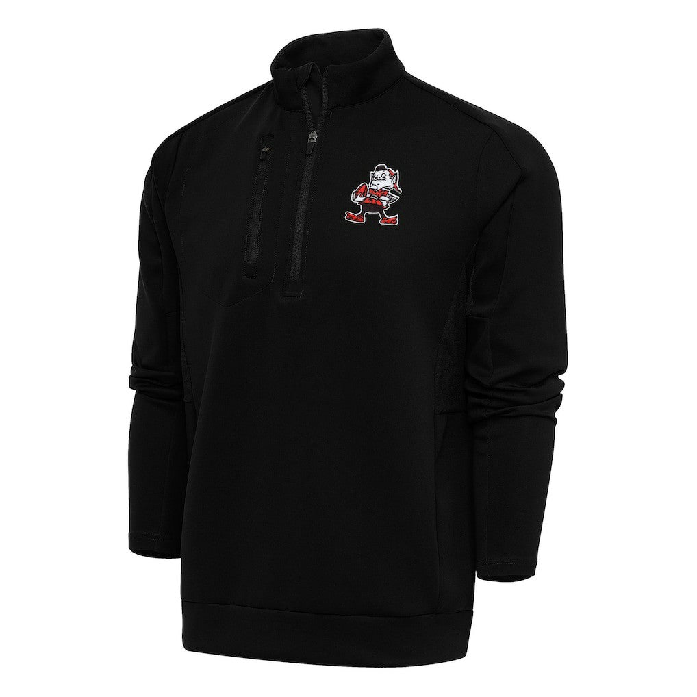 NFL Cleveland Browns Antigua Team Logo Throwback Generation Quarter-Zip Pullover Top