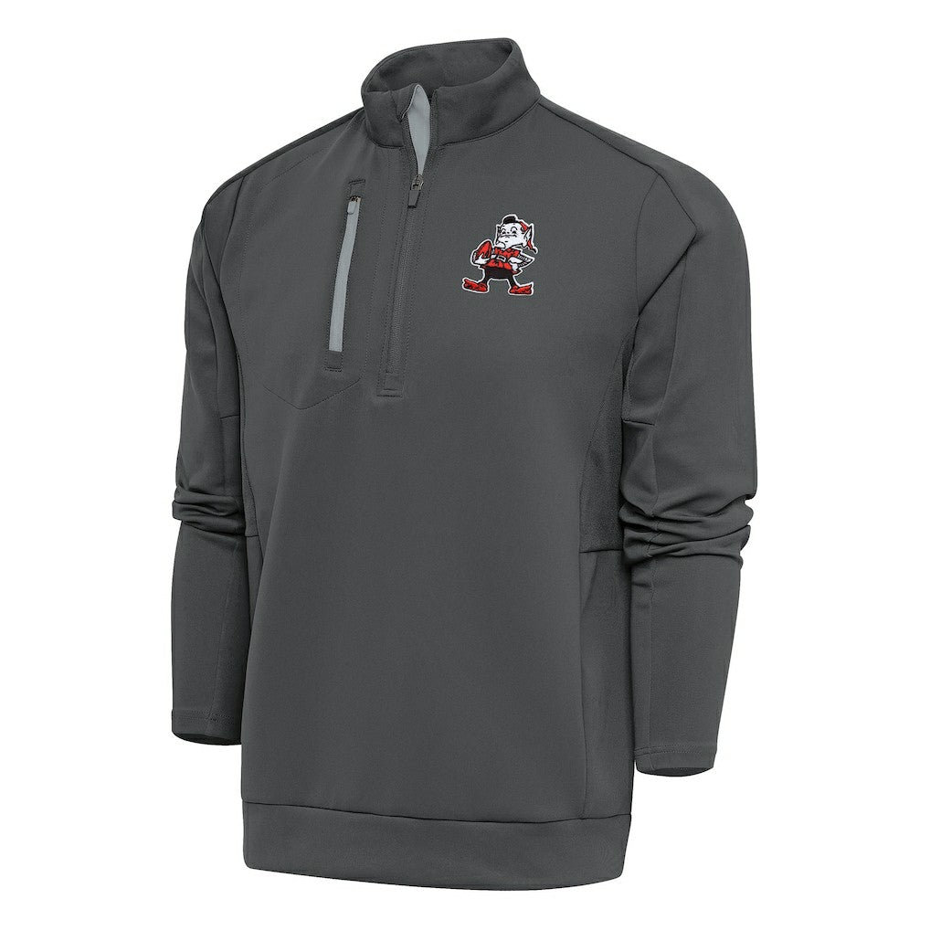 NFL Cleveland Browns Antigua Team Logo Throwback Generation Quarter-Zip Pullover Top