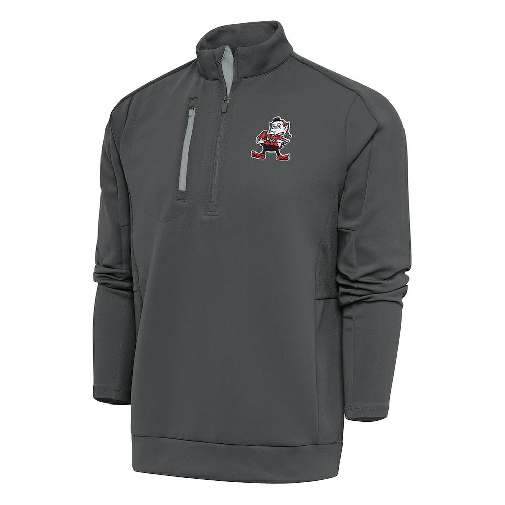 NFL Cleveland Browns Antigua Team Logo Throwback Generation Quarter-Zip Pullover Top