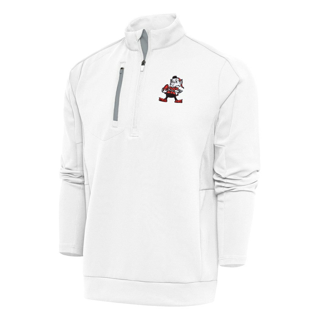 NFL Cleveland Browns Antigua Team Logo Throwback Generation Quarter-Zip Pullover Top