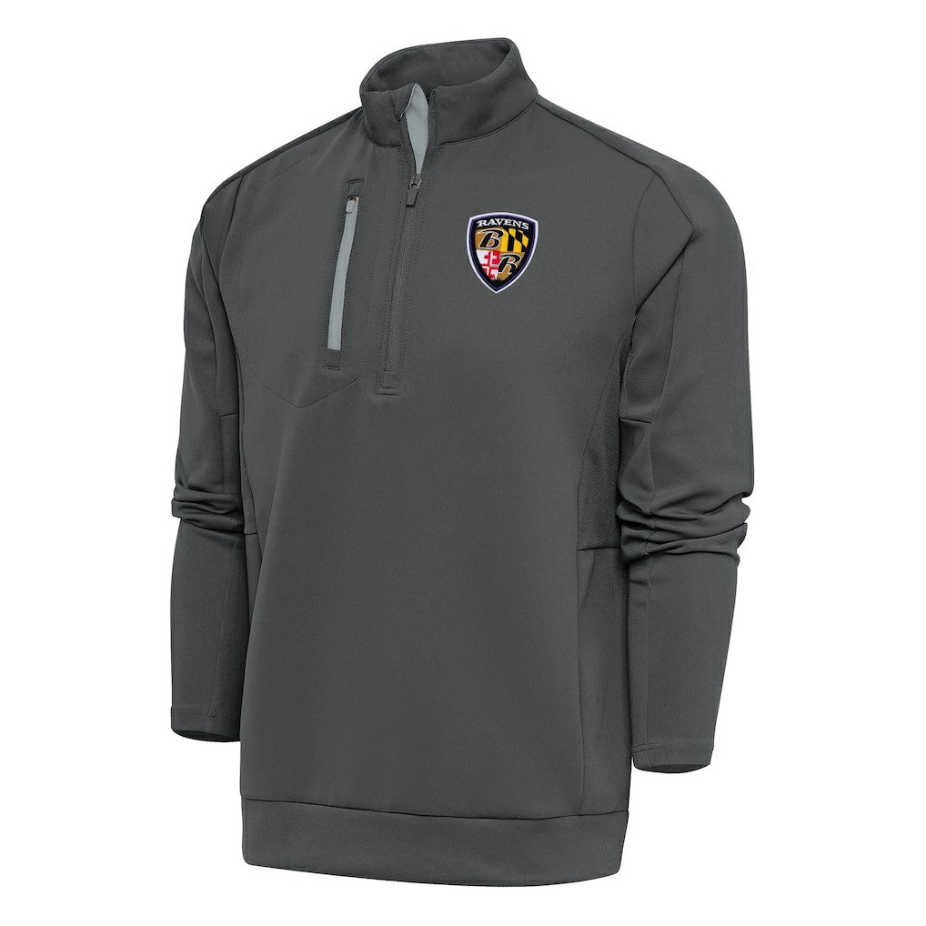 NFL Baltimore Ravens Antigua Team Logo Throwback Generation Quarter-Zip Pullover Top