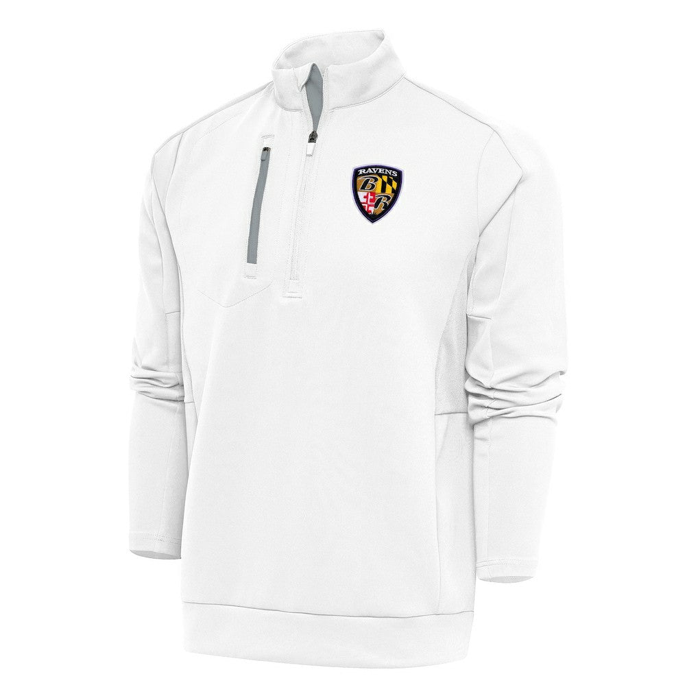 NFL Baltimore Ravens Antigua Team Logo Throwback Generation Quarter-Zip Pullover Top
