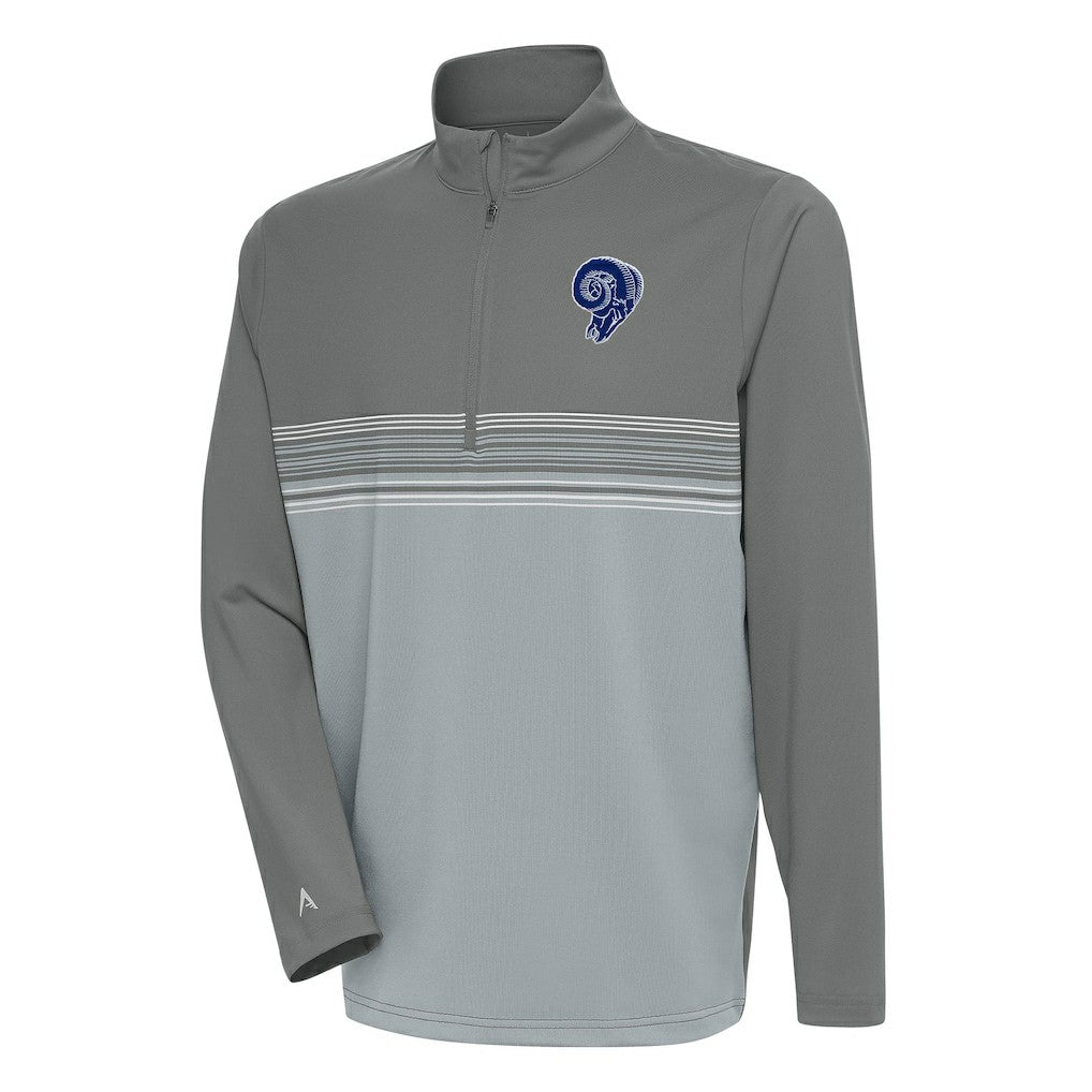 NFL Los Angeles Rams Antigua Team Logo Throwback Pace Quarter-Zip Pullover Top