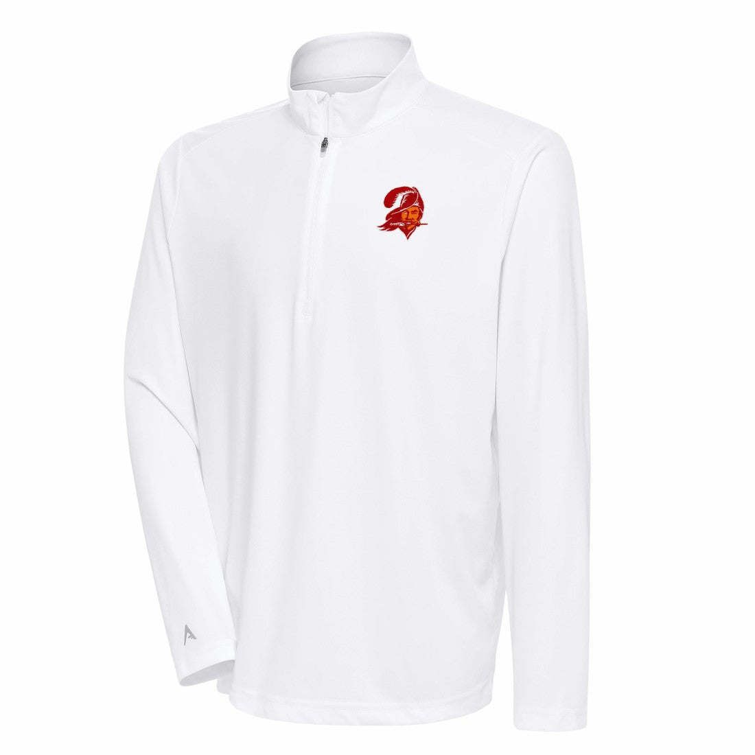 NFL Tampa Bay Buccaneers Antigua Team Logo Throwback Tribute Quarter-Zip Pullover Top