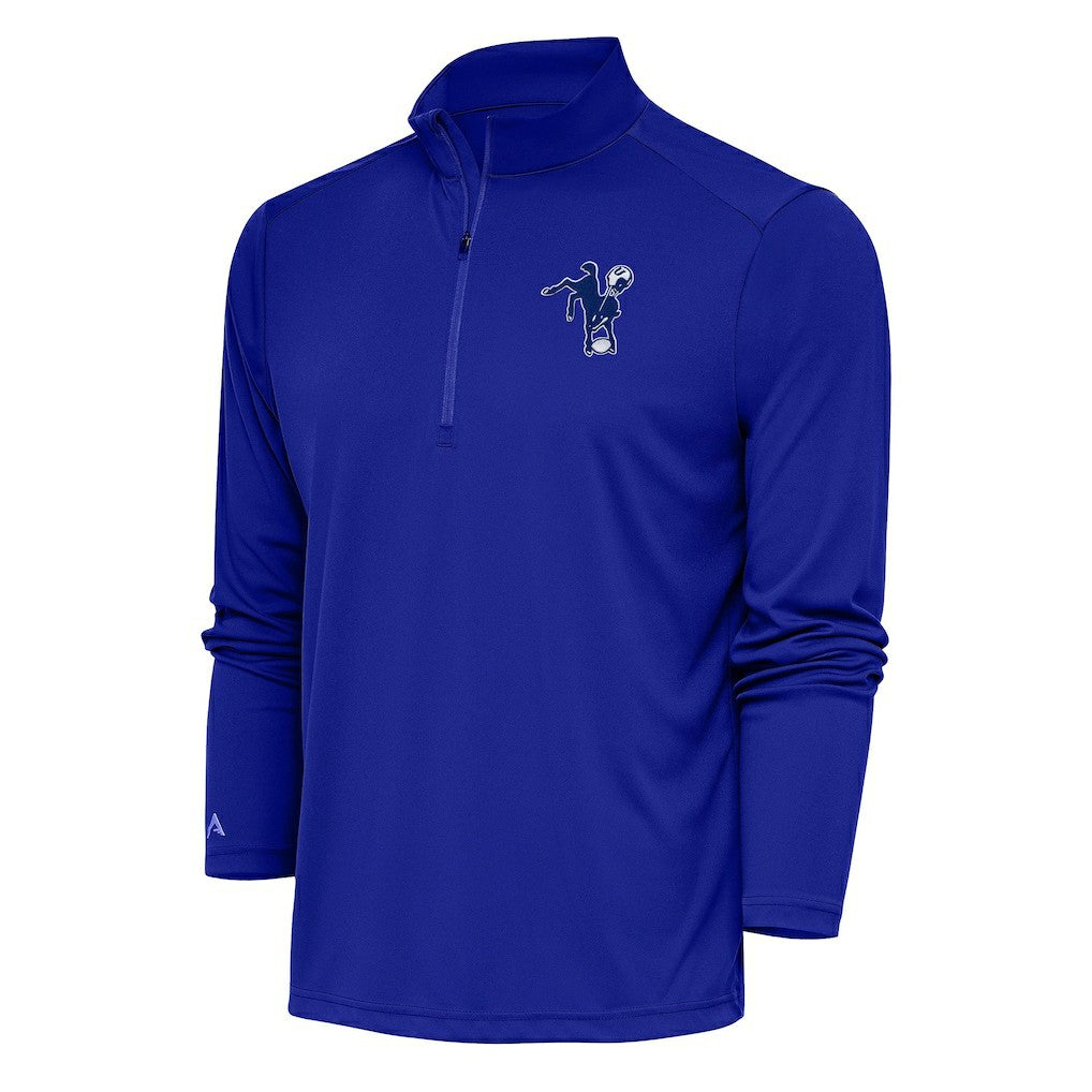 NFL Indianapolis Colts Antigua Team Logo Throwback Tribute Quarter-Zip Pullover Top