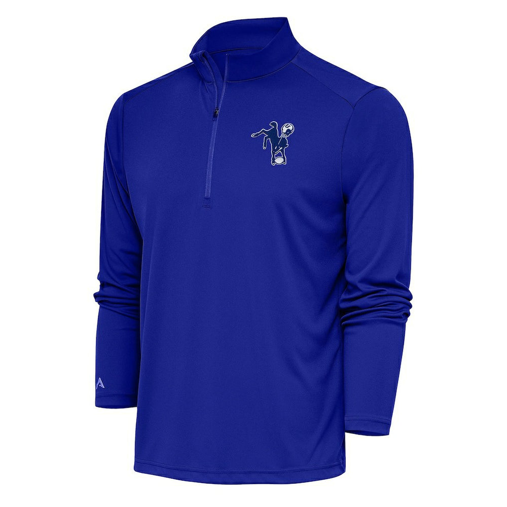 NFL Indianapolis Colts Antigua Team Logo Throwback Tribute Quarter-Zip Pullover Top