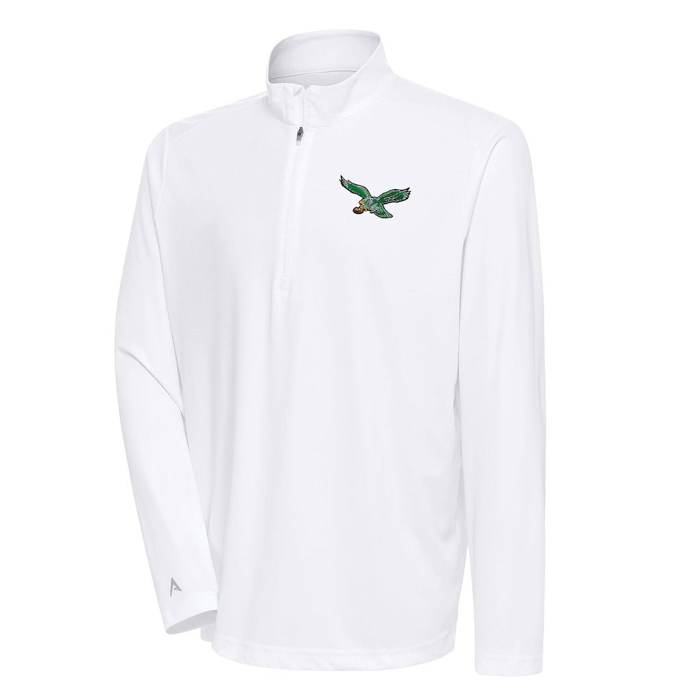NFL Philadelphia Eagles Antigua Team Logo Throwback Tribute Quarter-Zip Pullover Top