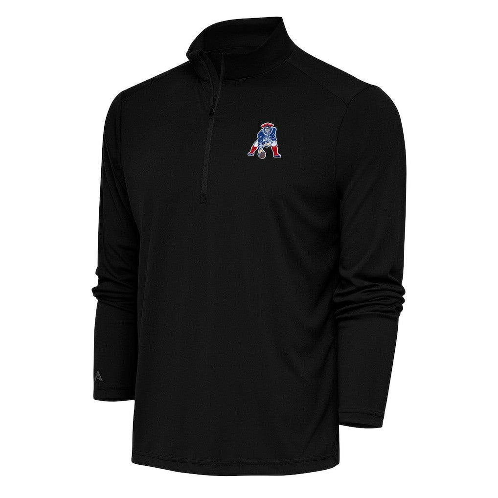 NFL New England Patriots Antigua Team Logo Throwback Tribute Quarter-Zip Pullover Top