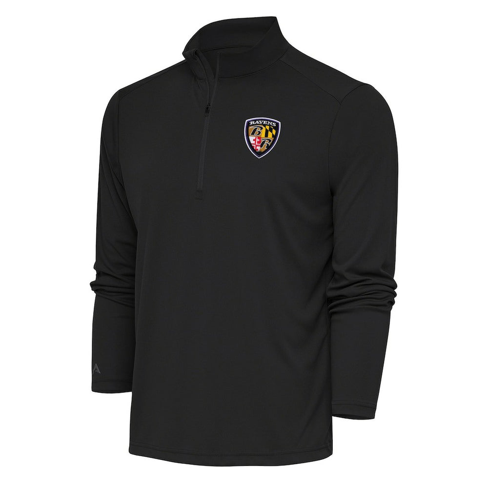 NFL Baltimore Ravens Antigua Team Logo Throwback Tribute Quarter-Zip Pullover Top
