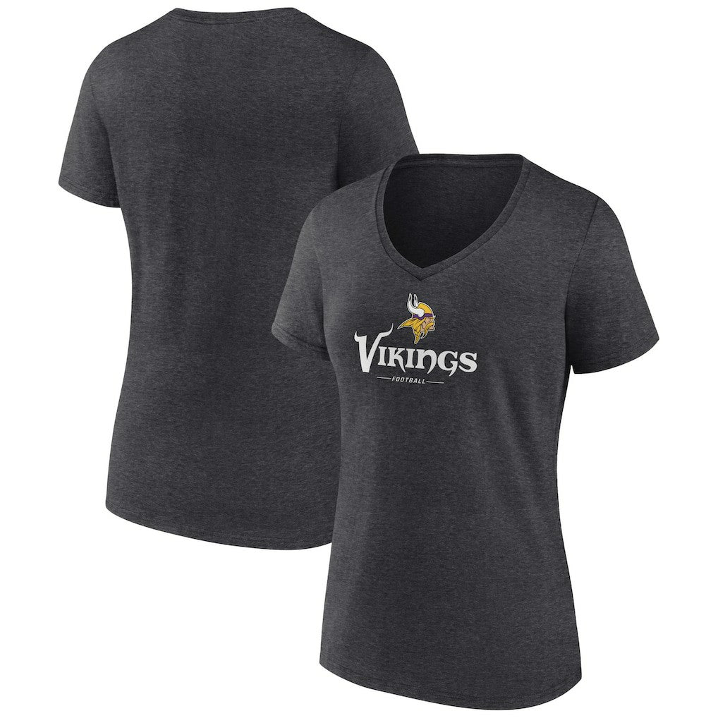 NFL Minnesota Vikings Women's Logo Team Lockup V-Neck T-Shirt
