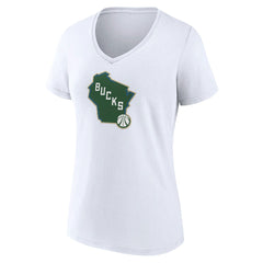 Milwaukee Bucks Women's Alternate Logo V-Neck T-Shirt - White shop