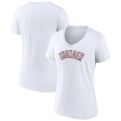 Oklahoma City Thunder Women's Alternate Logo V-Neck T-Shirt - White on sale