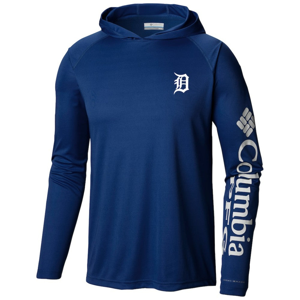 Detroit Tigers Terminal Tackle Long Sleeve Hoodie T-Shirt - Navy | Columbia