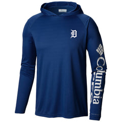 Detroit Tigers Terminal Tackle Long Sleeve Hoodie T-Shirt - Navy | Columbia