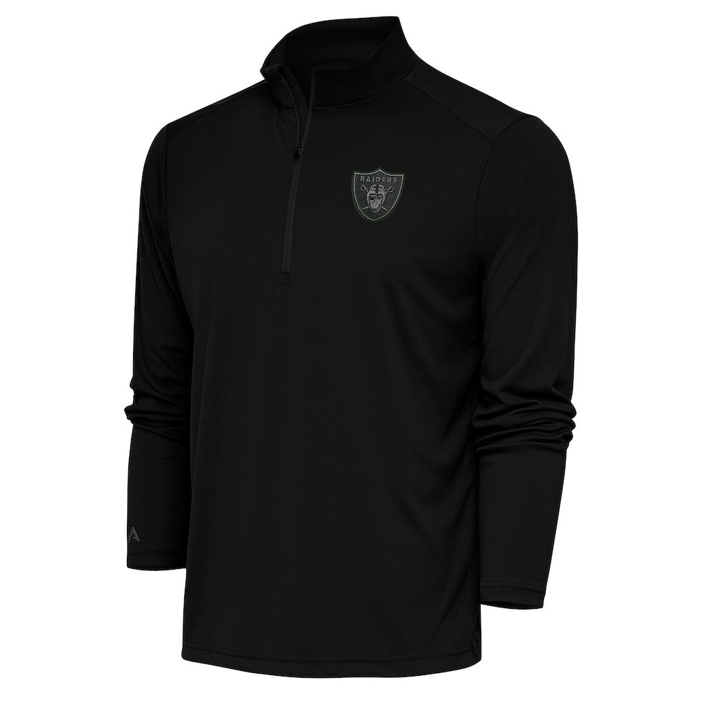 NFL Las Vegas Raiders Antigua Tonal Logo Tribute Quarter-Zip Pullover Top