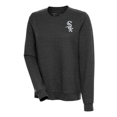 Chicago White Sox Antigua Women's Action Crewneck Pullover Sweatshirt - Heather Black