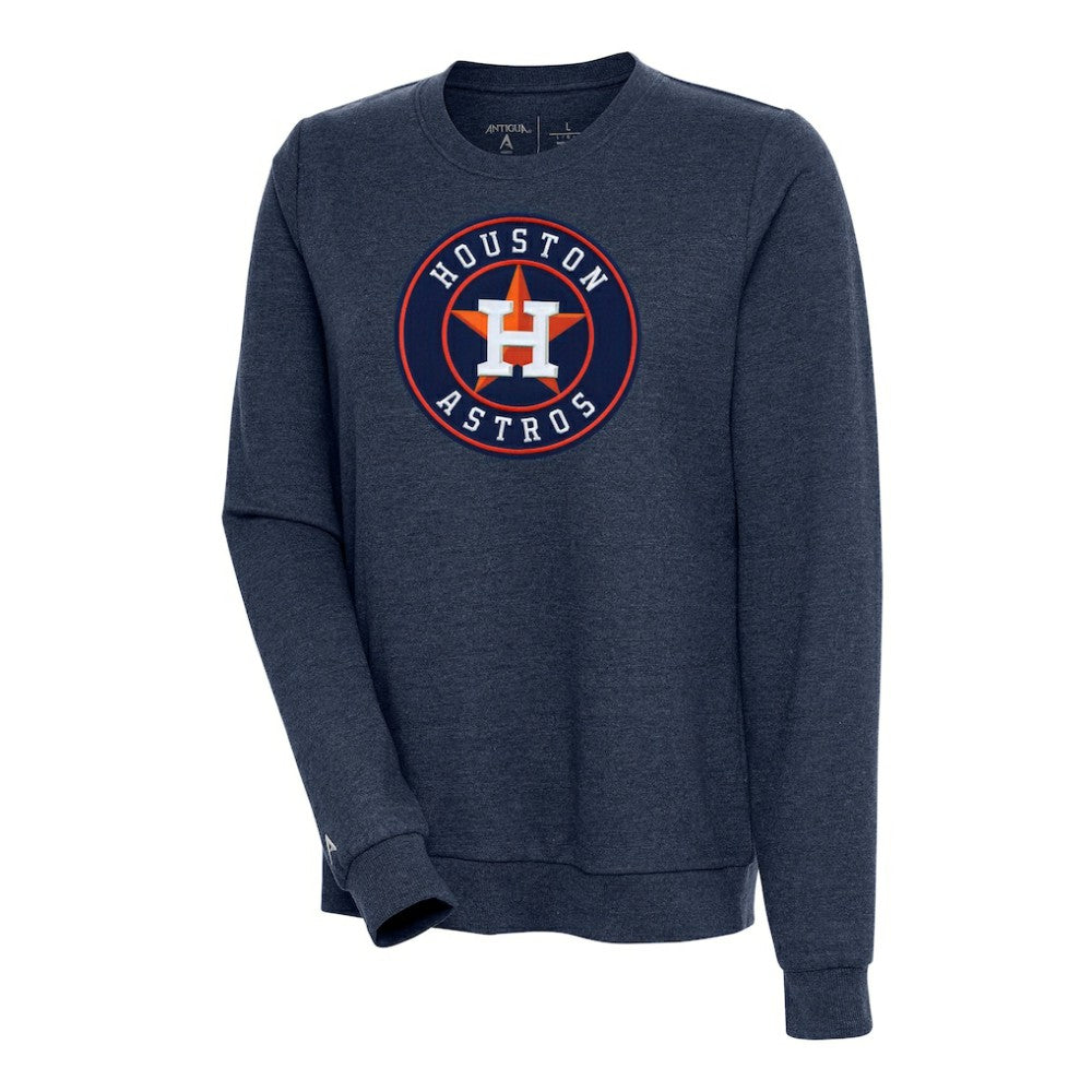 Houston Astros Antigua Women's Action Crewneck Pullover Sweatshirt - Heather Navy