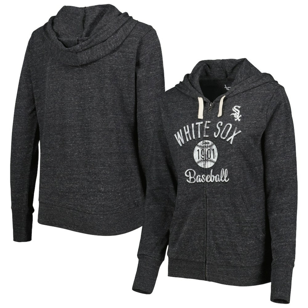 Chicago White Sox Touch Women's Training Camp Tri-Blend Lightweight Full-Zip Hoodie - Black