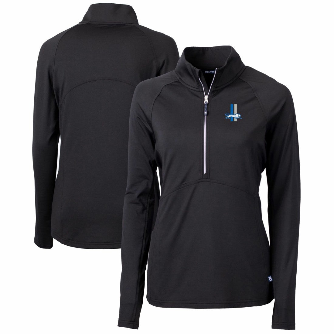 NFL Detroit Lions Cutter & Buck Women's Throwback Logo Adapt Eco Knit Stretch Recycled Half-Zip Pullover Top