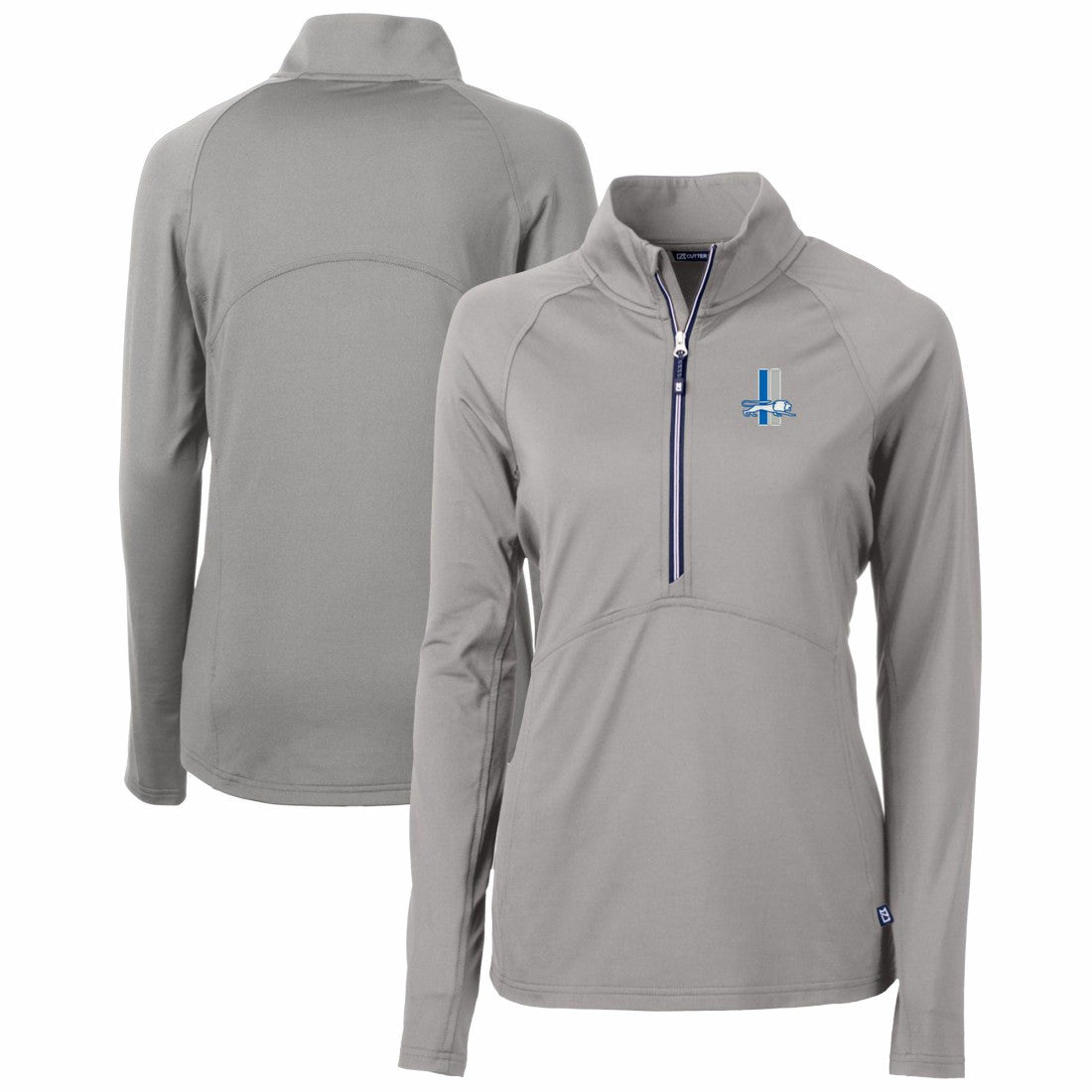 NFL Detroit Lions Cutter & Buck Women's Throwback Logo Adapt Eco Knit Stretch Recycled Half-Zip Pullover Top
