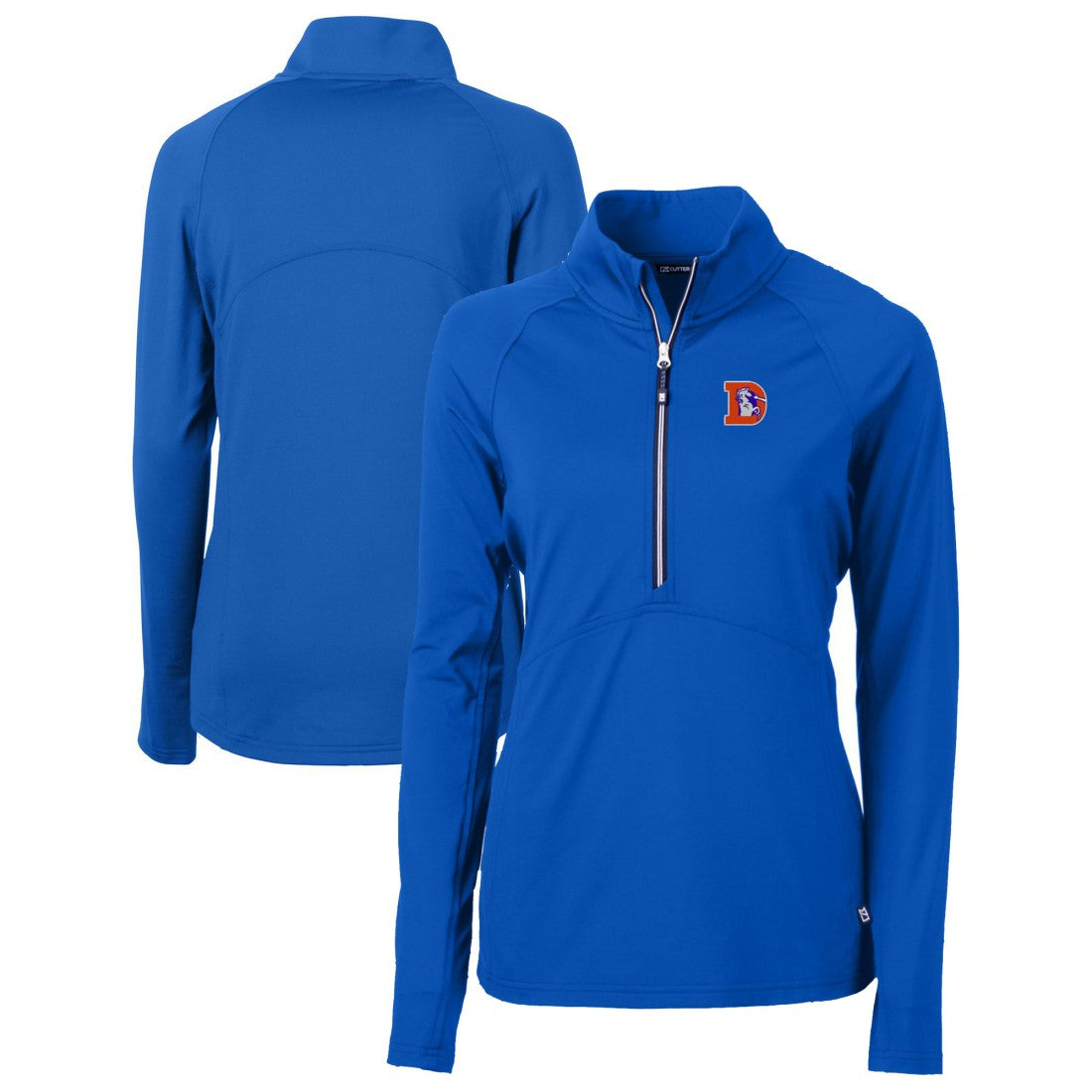 NFL Denver Broncos Cutter & Buck Women's Throwback Logo Adapt Eco Knit Stretch Recycled Half-Zip Pullover Top