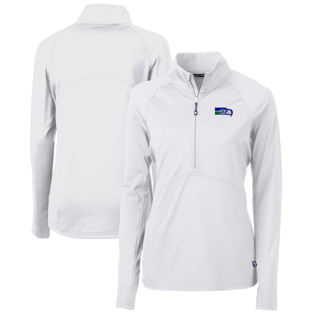 NFL Seattle Seahawks Cutter & Buck Women's Throwback Logo Adapt Eco Knit Stretch Recycled Half-Zip Pullover Top