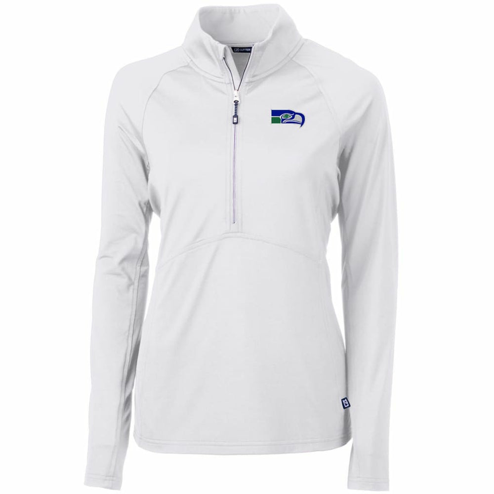 NFL Seattle Seahawks Cutter & Buck Women's Throwback Logo Adapt Eco Knit Stretch Recycled Half-Zip Pullover Top
