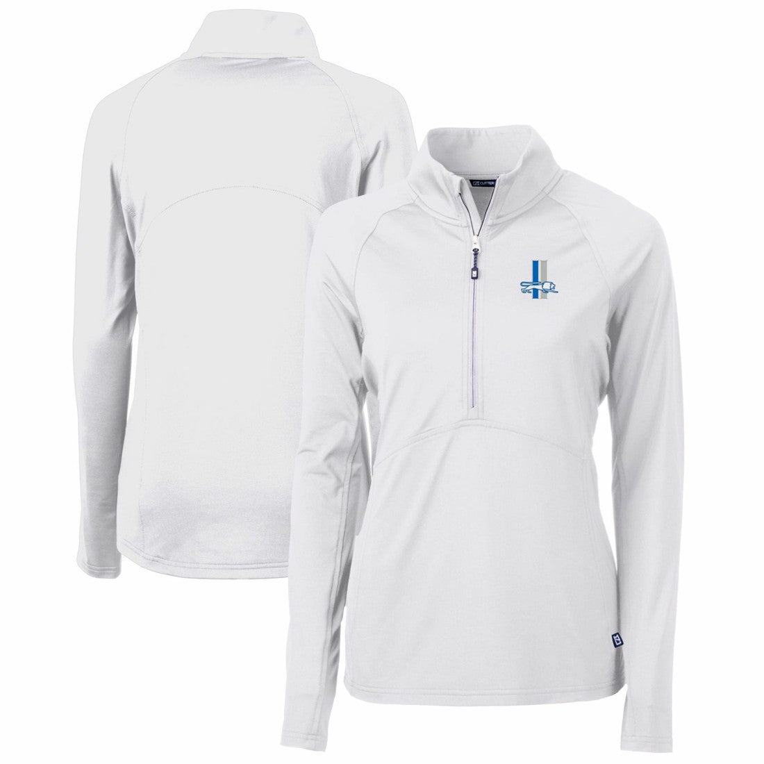 NFL Detroit Lions Cutter & Buck Women's Throwback Logo Adapt Eco Knit Stretch Recycled Half-Zip Pullover Top