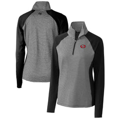 NFL San Francisco 49ers Cutter & Buck Women's Throwback Logo Forge Tonal Stripe Stretch Half-Zip Pullover Top