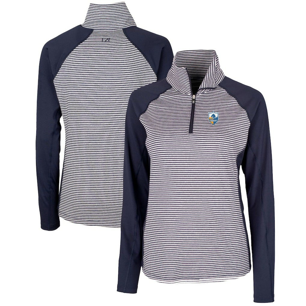 NFL Los Angeles Chargers Cutter & Buck Women's Throwback Logo Forge Tonal Stripe Stretch Half-Zip Pullover Top