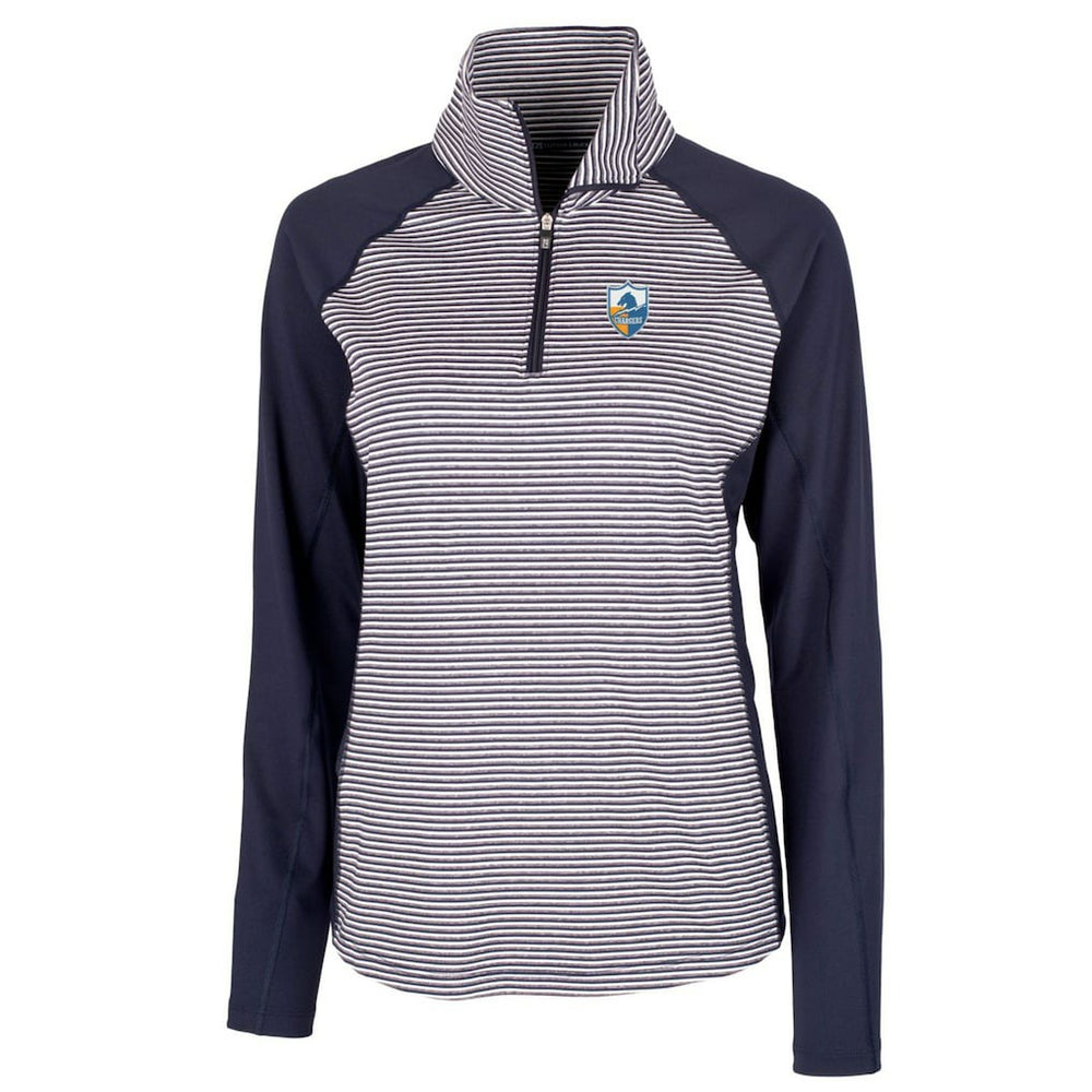 NFL Los Angeles Chargers Cutter & Buck Women's Throwback Logo Forge Tonal Stripe Stretch Half-Zip Pullover Top