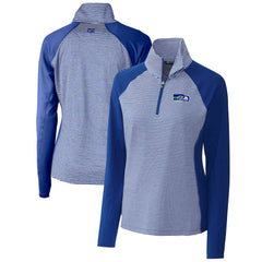 NFL Seattle Seahawks Cutter & Buck Women's Throwback Logo Forge Tonal Stripe Stretch Half-Zip Pullover Top