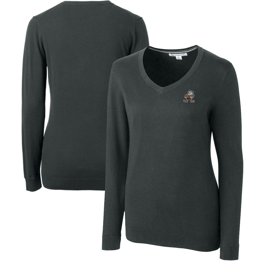 NFL Cleveland Browns Cutter & Buck Women's Throwback Logo Lakemont Tri-Blend V-Neck Sweater