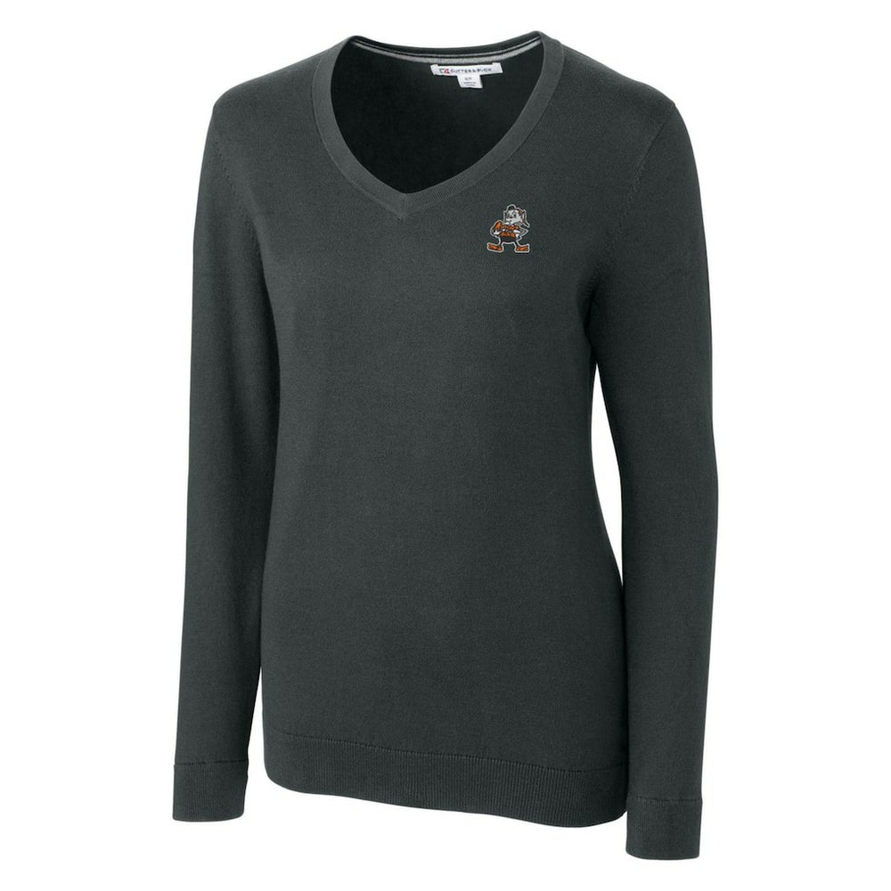 NFL Cleveland Browns Cutter & Buck Women's Throwback Logo Lakemont Tri-Blend V-Neck Sweater