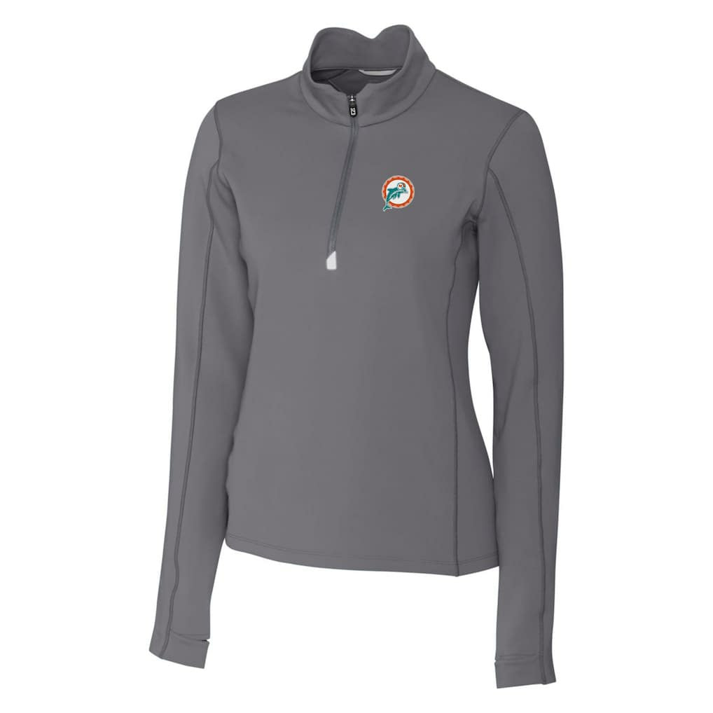 NFL Miami Dolphins Cutter & Buck Women's Throwback Logo Traverse Stretch Quarter-Zip Pullover Top