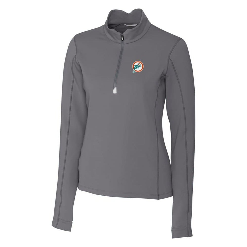 NFL Miami Dolphins Cutter & Buck Women's Throwback Logo Traverse Stretch Quarter-Zip Pullover Top