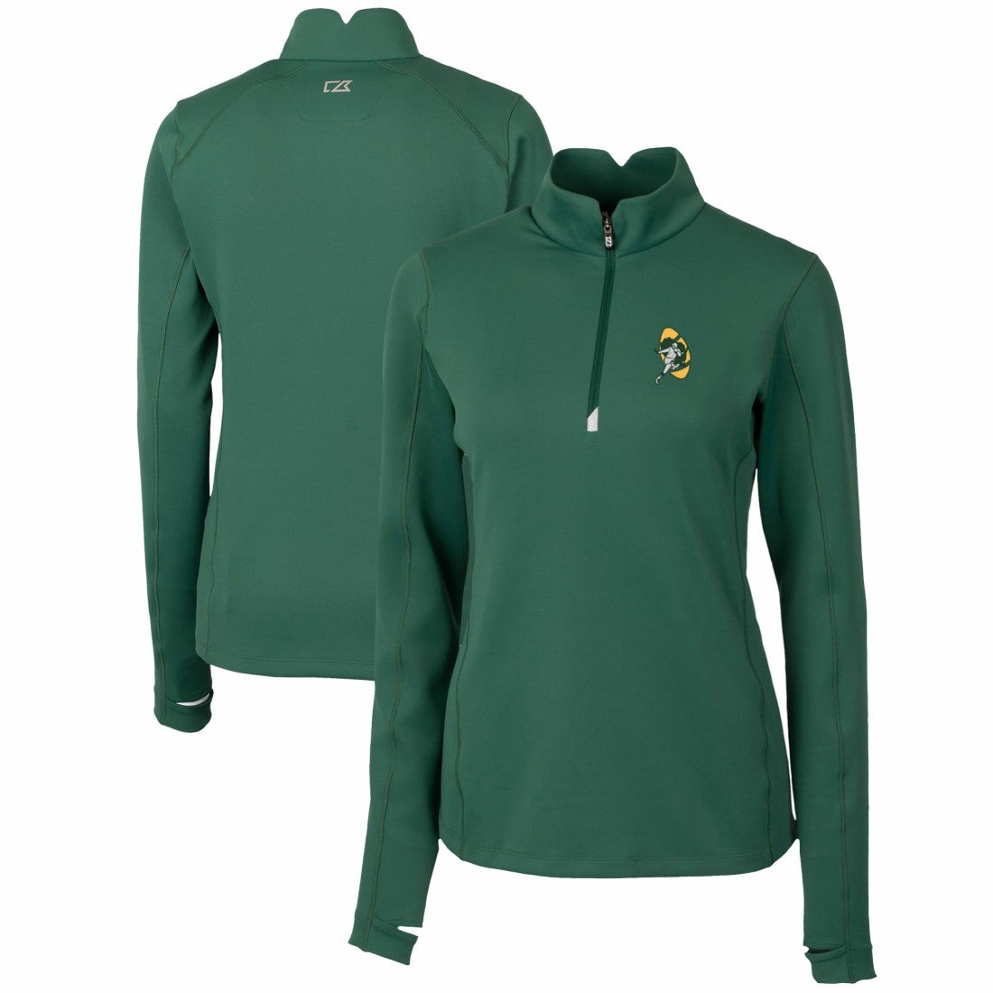 NFL Green Bay Packers Cutter & Buck Women's Throwback Logo Traverse Stretch Quarter-Zip Pullover Top