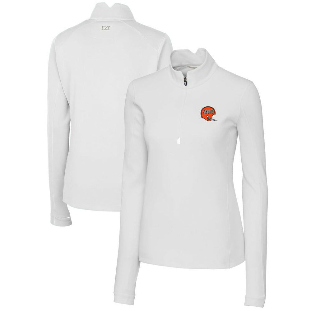 NFL Cincinnati Bengals Cutter & Buck Women's Throwback Logo Traverse Stretch Quarter-Zip Pullover Top