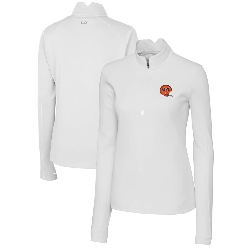 NFL Cincinnati Bengals Cutter & Buck Women's Throwback Logo Traverse Stretch Quarter-Zip Pullover Top