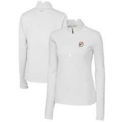NFL Miami Dolphins Cutter & Buck Women's Throwback Logo Traverse Stretch Quarter-Zip Pullover Top