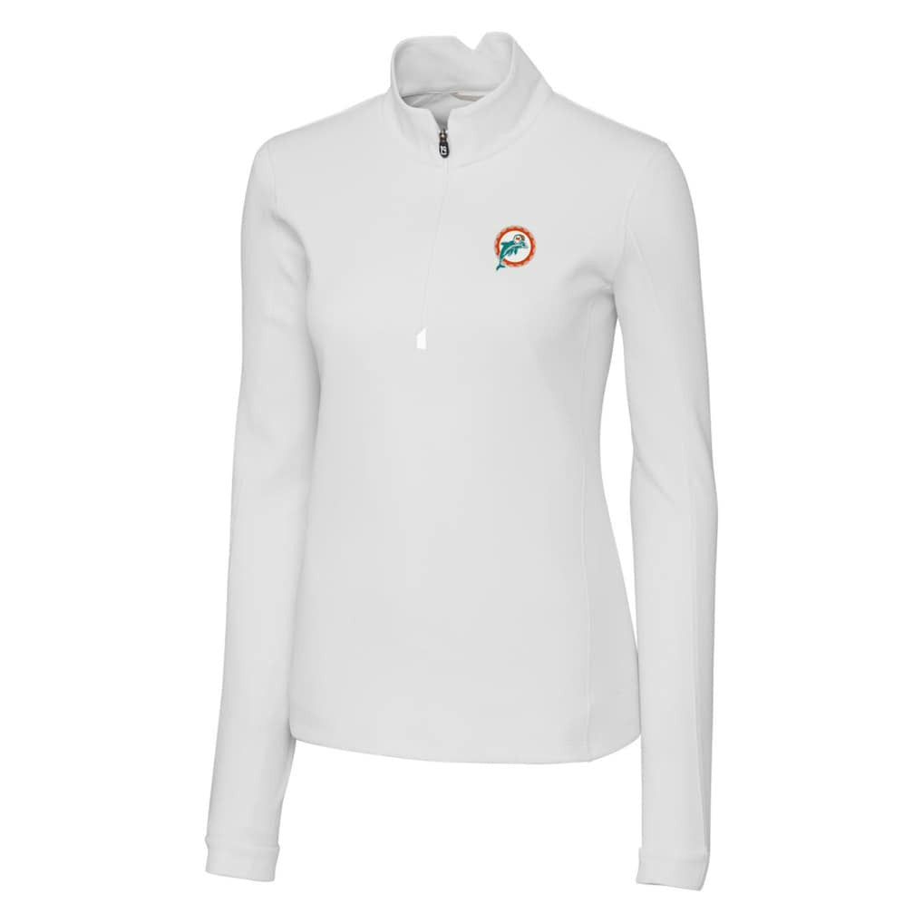 NFL Miami Dolphins Cutter & Buck Women's Throwback Logo Traverse Stretch Quarter-Zip Pullover Top