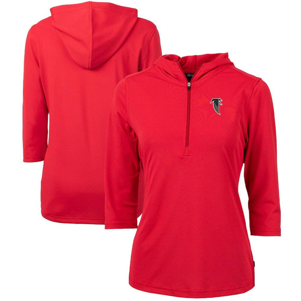 NFL Atlanta Falcons Cutter & Buck Women's Throwback Logo Virtue Eco Pique 3/4 Sleeve Half-Zip Pullover Hoodie