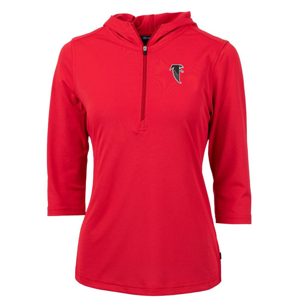 NFL Atlanta Falcons Cutter & Buck Women's Throwback Logo Virtue Eco Pique 3/4 Sleeve Half-Zip Pullover Hoodie