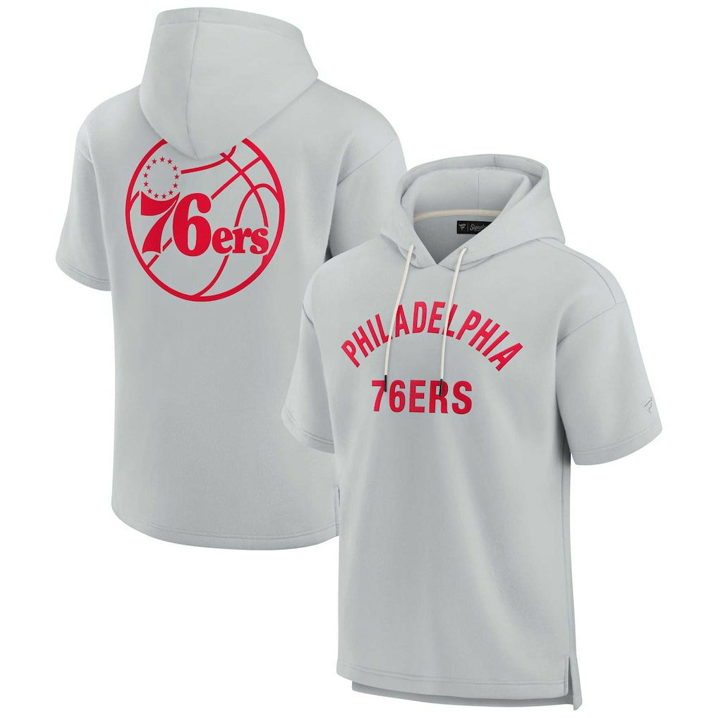 Philadelphia 76ers Unisex Elements Super Soft Fleece Short Sleeve Pullover Hoodie - Gray | Fanatics for sale