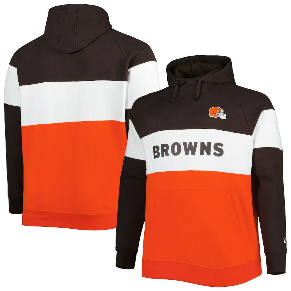 NFL Cleveland Browns Big & Tall Current Colorblock Raglan Fleece Pullover Hoodie