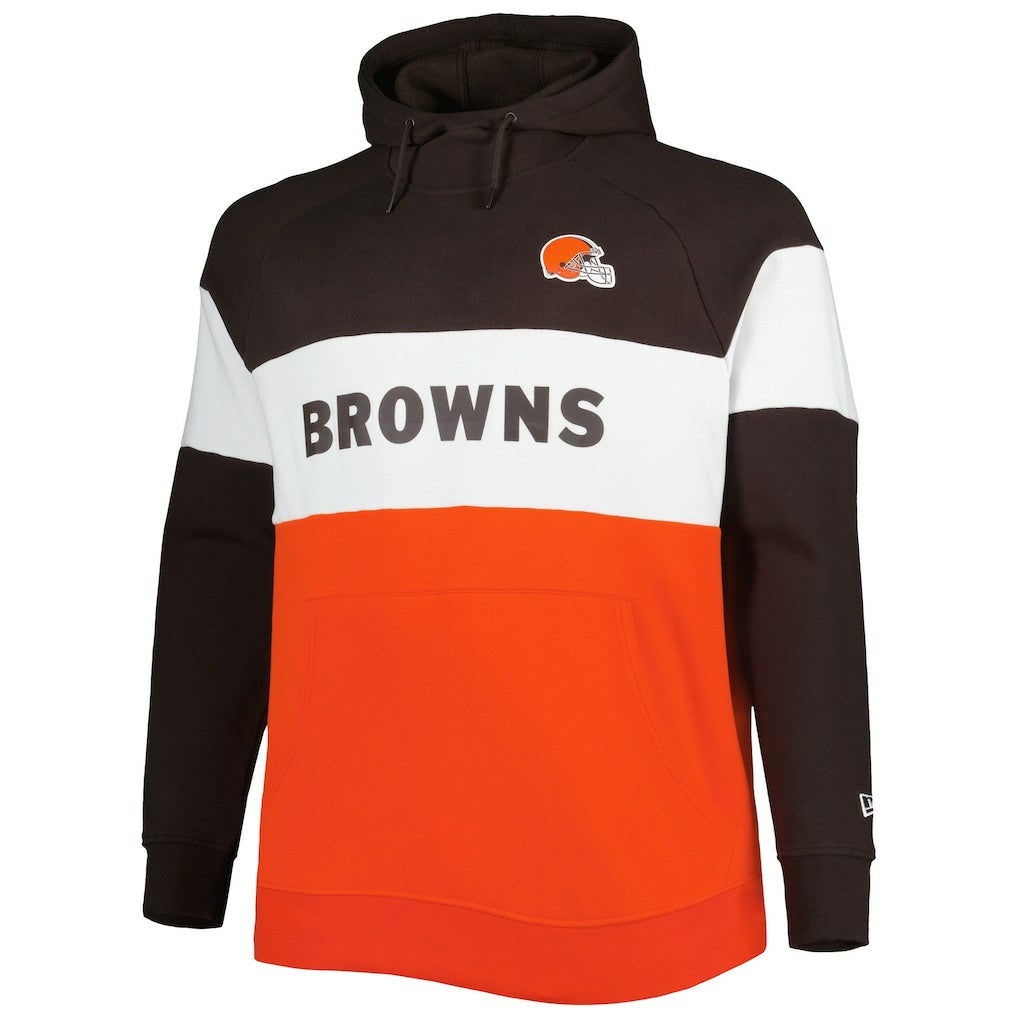 NFL Cleveland Browns Big & Tall Current Colorblock Raglan Fleece Pullover Hoodie
