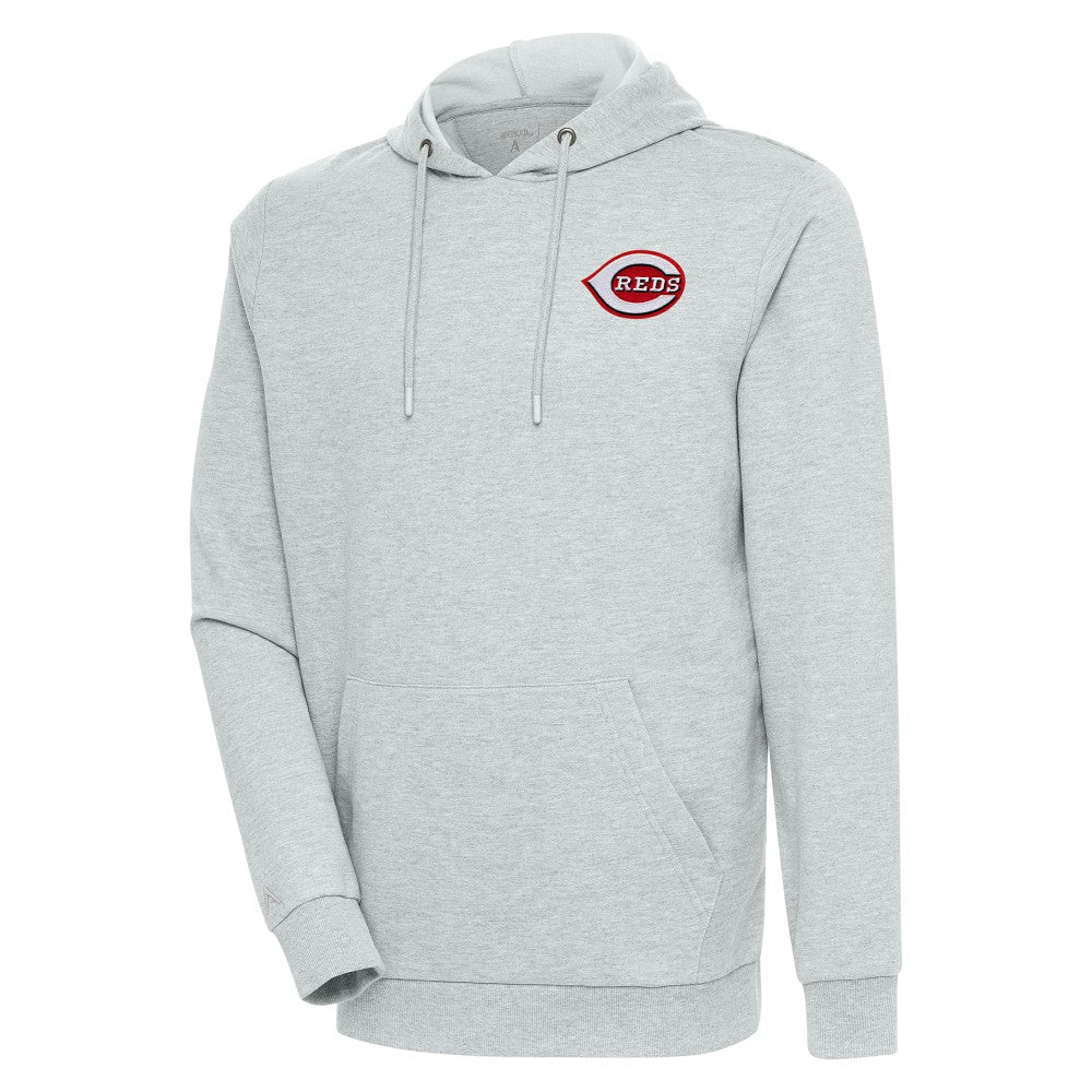 Cincinnati Reds Antigua Action Pullover Hoodie - Heather Gray