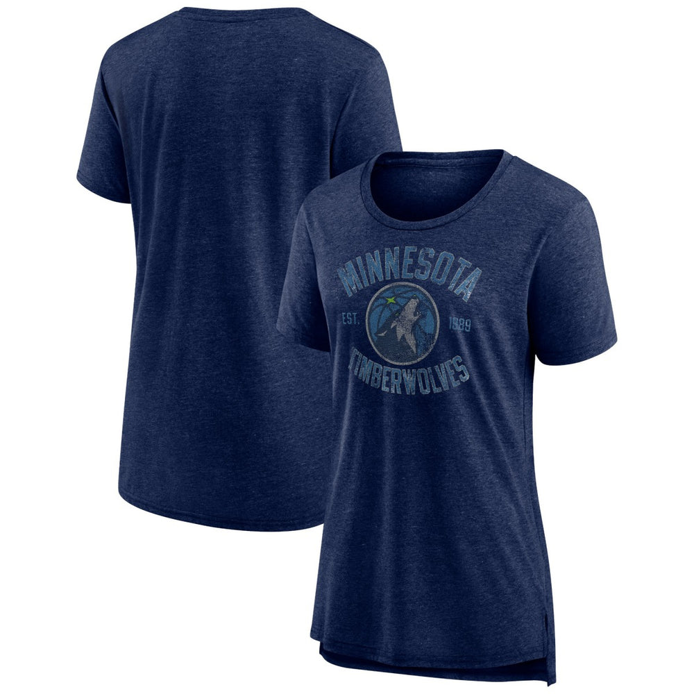 Minnesota Timberwolves Women's Heritage Tri-Blend T-Shirt - Heather Navy on sale